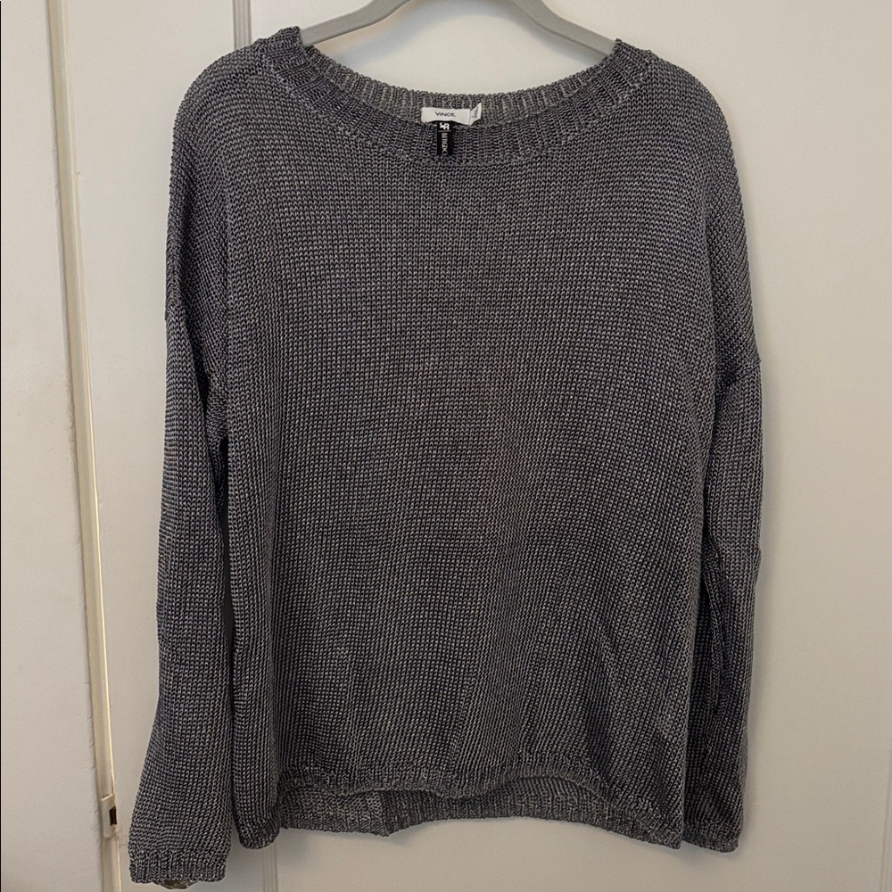 Vince Silver Metallic Boxy Sweater Size Small
